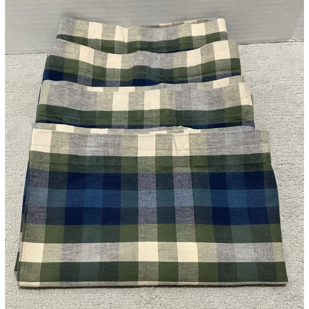 JCPenney Home Valance Bradley Stripe Plaid Valance Woven Cotton Blue Olive Green
